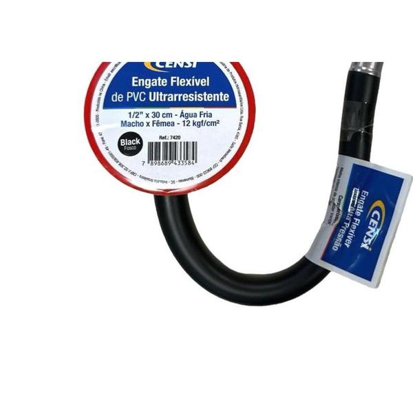 Imagem de Engate Flexivel Preto Pvc Fosco Censi 30Cm Ultra Resistente