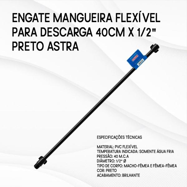 Imagem de Engate Flexível Pvc 40cm Preto Astra Kit C/12 Und