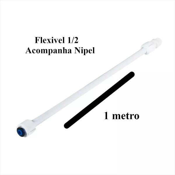 Imagem de Engate Flexível Pvc Branco 1 Metro 1/2 Reforçado Plasbohn