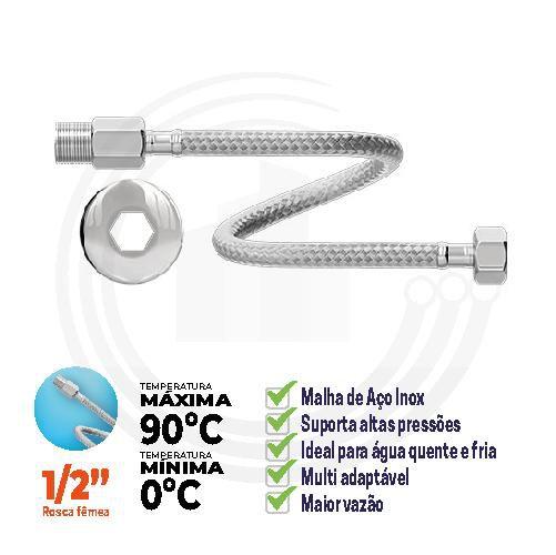 Imagem de Engate Mangueira Flexível Chicote Aço Inox 30cm