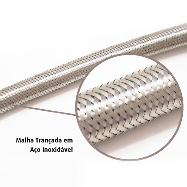 Imagem de Engate Rabicho 1/2 Polegada  60cm Aço Inox Trançado Macho Femea  Flexivel Aquecedor Mangueira Banheiro Pia Banheiro Agua Quente Fria Pias Torneiras Co