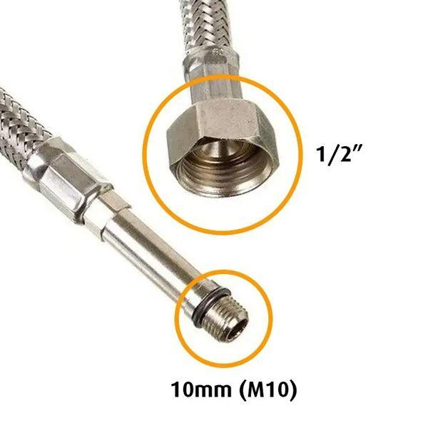 Imagem de Engate Rabicho Par 80cm Monocomando Mangueira Grande Misturador Flexível Comprido Torneira Água Quente Fria Par Banheiro Cozinha