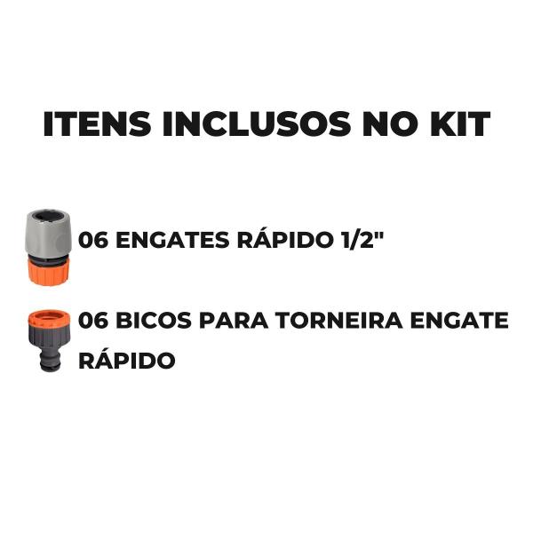 Imagem de Engate Rápido Para Mangueira De 1/2" Polegada + Bico Para Torneira Engate Rápido  Tramontina  Kit 06 Un