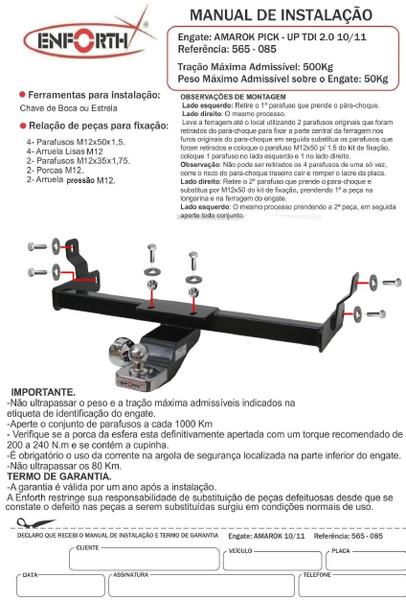 Imagem de Engate Reboque Amarok até 2011