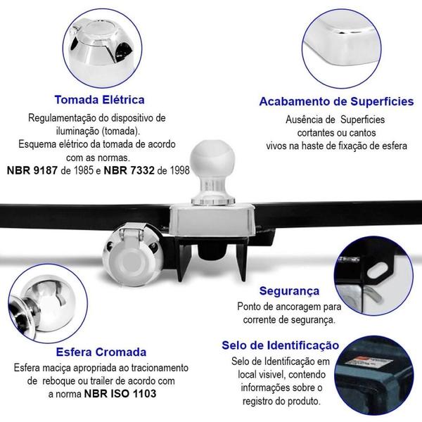 Imagem de Engate Reboque Rabicho Tracker Gm 2001 A 2010 700 Kg