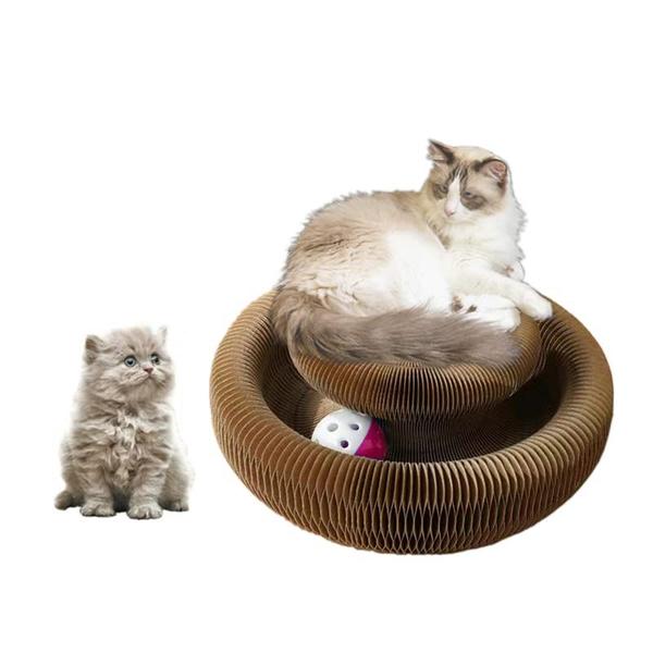 Imagem de Enkman Magic Organ Cat Scratching Board Foldable Cat Grinding Scratch Board vem com Toy Kring Ball Durável reciclável Brinquedo Cat interativo