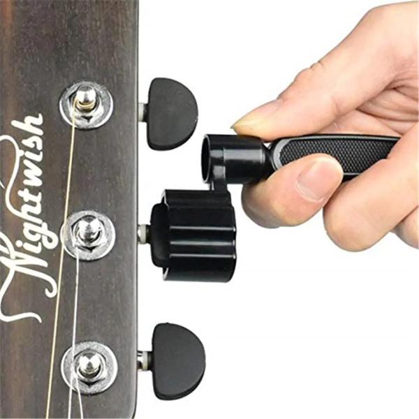 Imagem de Enrolador de Cordas de Guitarra 3 em 1 - Preto - com Cortador e Extrator de Pino de Ponte