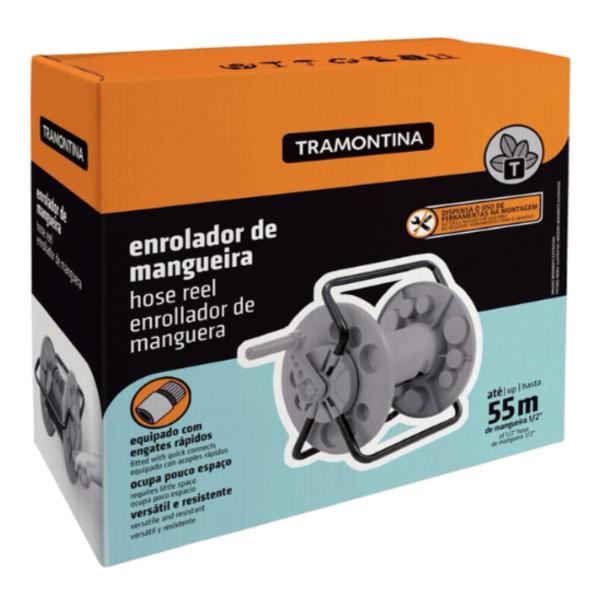 Imagem de Enrolador Plastico para Mangueiras com Braços Metalicos Tramontina Até 55 Metros Alta Qualidade