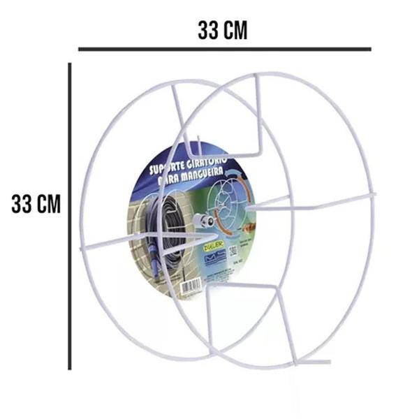 Imagem de Enrolador Suporte Giratório Mangueira Jardim Kit Parafusos 922