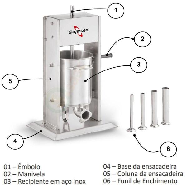 Imagem de Ensacadeira De Linguiça 10 Litro Inox Vertical El10V Skymsen