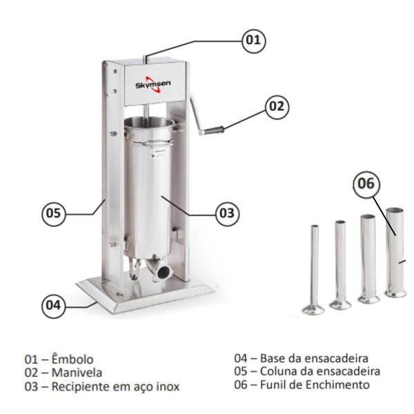 Imagem de Ensacadeira De Linguiça Vertical Inox 15 Litro Skymsen El15V