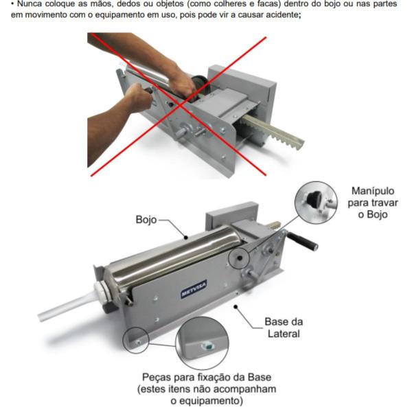 Imagem de Ensacadeira Para Encher Linguiça Canhão 10 Kg Metvisa Manual