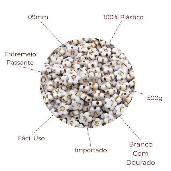 Imagem de Entremeio Leitoso Flor Com Letra 09mm Em Plastico Com 500G