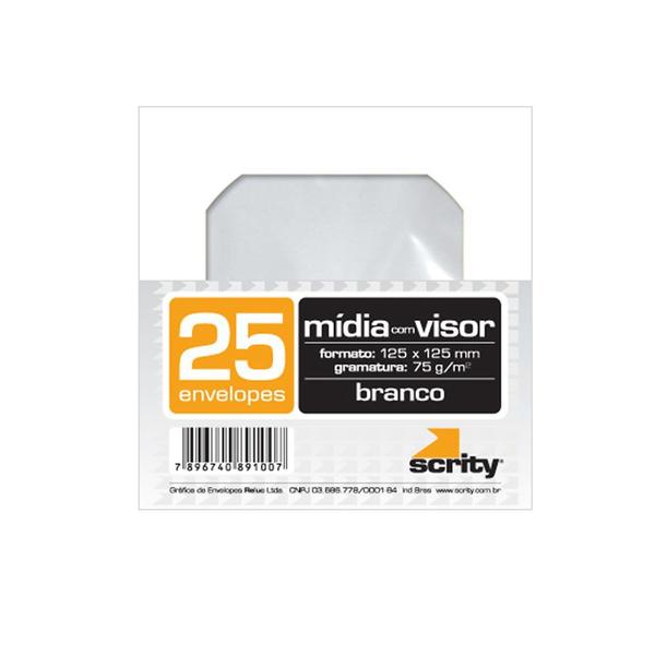 Imagem de Envelope CD e DVD Branco CMD101 125x125mm Scrity 25un