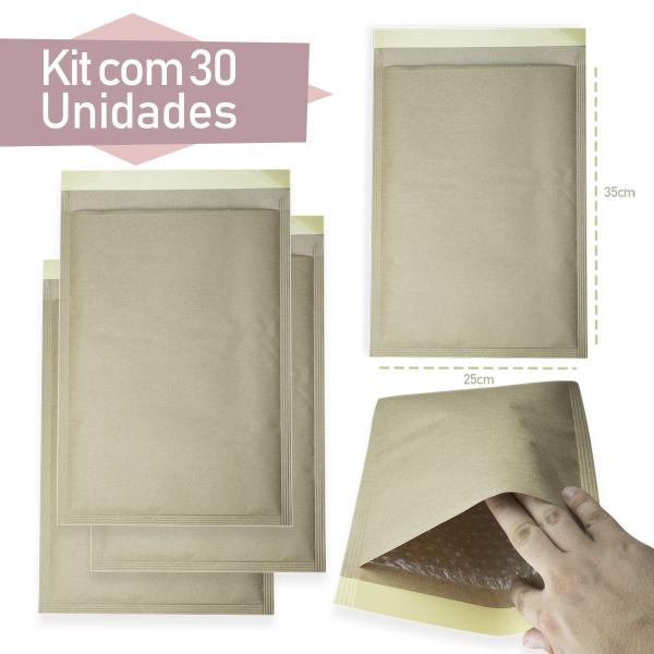 Imagem de Envelope segurança kraft com bolha 25x35 (kit com 30 un)