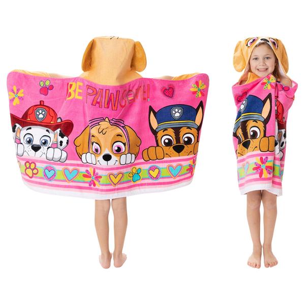 Imagem de Envoltório de toalha com capuz Franco Paw Patrol rosa de algodão 3-7 anos