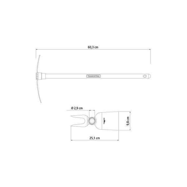 Imagem de Enxadinha Sacho 2 Pontas Para Horta Cabo 60cm - Tramontina