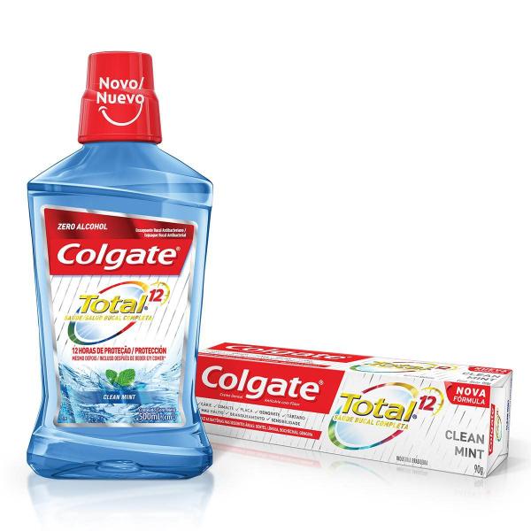 Imagem de Enxaguante Bucal Colgate 500ml Clean Mint+ creme Dental Colgate Total12 90g