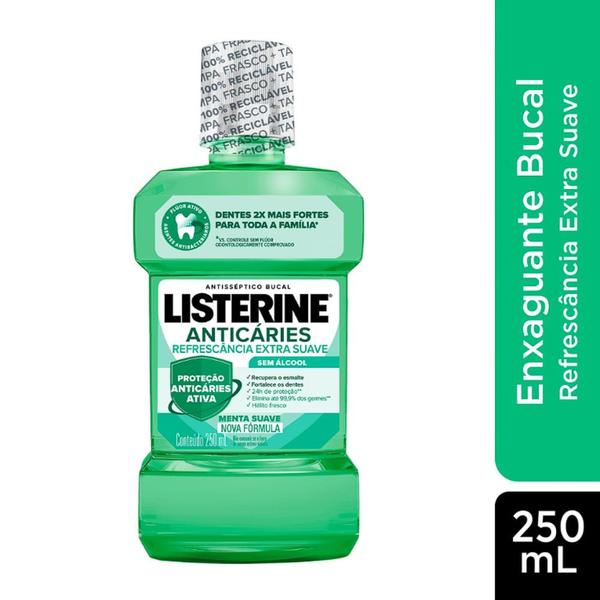 Imagem de Enxaguante Bucal Listerine Anticáries Zero Álcool Menta 250ml