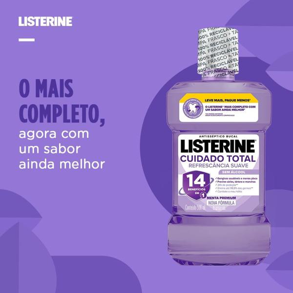 Imagem de Enxaguante Bucal Listerine Cuidado Total 14 Benefícios Em 1 Menta Premium 500ml Listerine