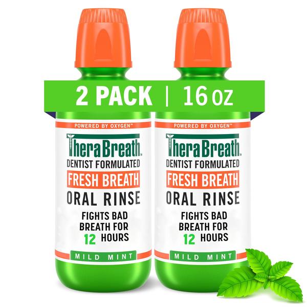 Imagem de Enxaguante bucal TheraBreath Fresh Breath Mild Mint 473 ml (pacote com 2)