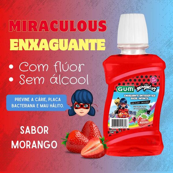 Imagem de Enxaguante Bucal Zero Álcool Infantil Miraculous Gum 250 ml