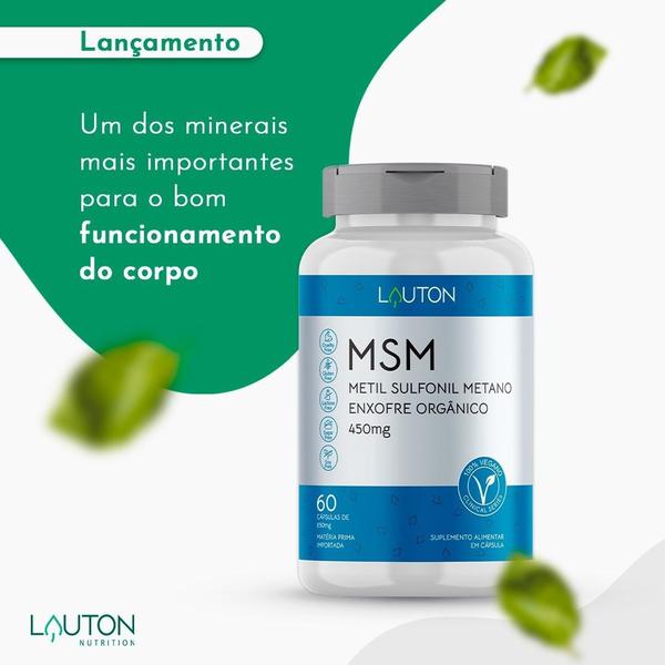 Enxofre Orgânico 450mg Premium - MSM Metil Sulfonil Metano Vegano Lauton - Kit 5 Imagem de Enxofre Orgânico 450mg Premium - MSM Metil Sulfonil Metano Vegano Lauton - Kit 5