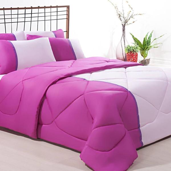 Imagem de Enxoval Edredom + Jogo De Cama King Aconchego Premium 06 Peças - Pink/ Rosa Bebe 