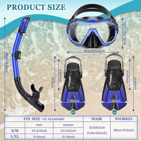 Imagem de Equipamento de mergulho CTSAYTL 4 em 1 com aletas de máscara e snorkel para adultos