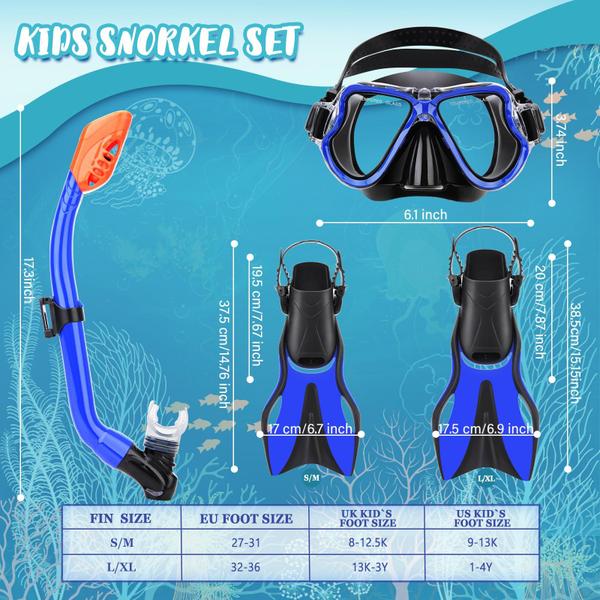 Imagem de Equipamento de mergulho CTSAYTL para crianças com aletas de máscara, snorkel e bolsa