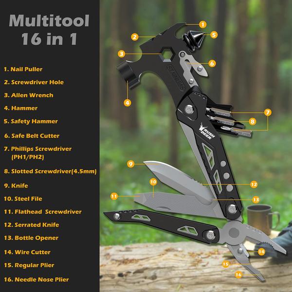 Imagem de Equipamento de sobrevivência portátil Multitool Hammer Rushdeer 16 em 1