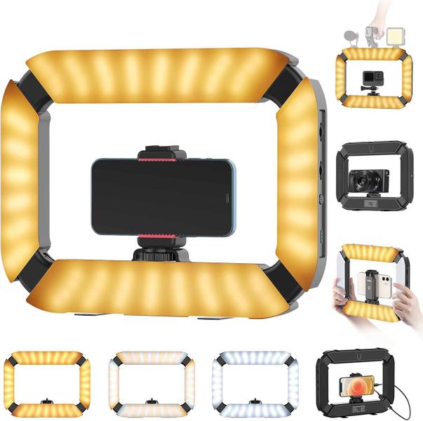 Imagem de Equipamento de vídeo para smartphone PICTRON U200 Portátil LED Ring Light Selfie Light Estabilizador de vídeo para câmera, smartphone, câmera de ação, YouTube, configuração, produção de filmes, maquiagem, vlogs