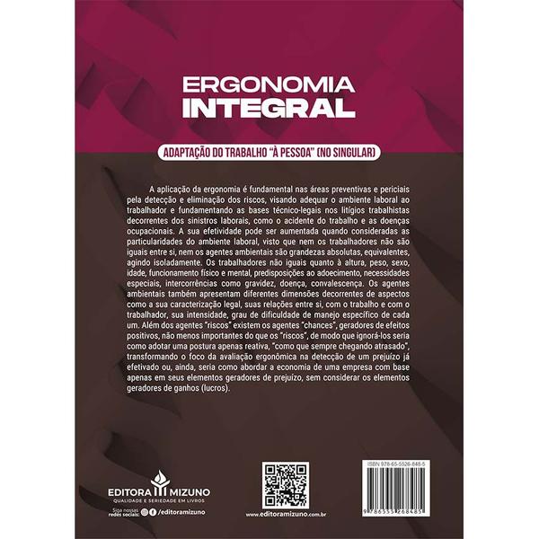 Imagem de Ergonomia Integral 2ª edição (2024) - Adaptação do trabalho à pessoa” (no singular) - Editora Mizuno