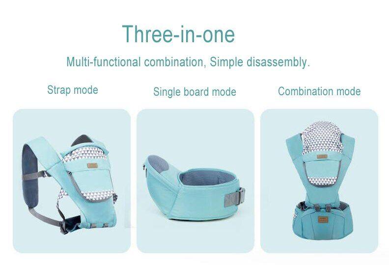 Imagem de Ergonomic Baby Carrier Infant Kid Baby Hipseat Sling Front Facing Kangaroo Baby Wrap Carrier For Baby Travel 0 36 Months  Mochilas & Portadores (Azul)