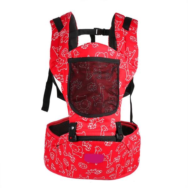 Imagem de Ergonômico Ajustável Baby Carrier Hip Seat Ajustável Bebê Recém-nascido Portador dianteiro envoltório de sling MochilaToddler Holdercarrier Wrapbaby Carrier Hipbaby Carrier (Vermelho)