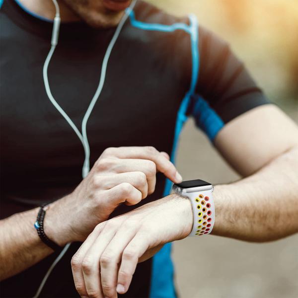 Imagem de erobo Pulseira Esportiva de Silicone Compatível com Apple Watch (Branco/Colorida)