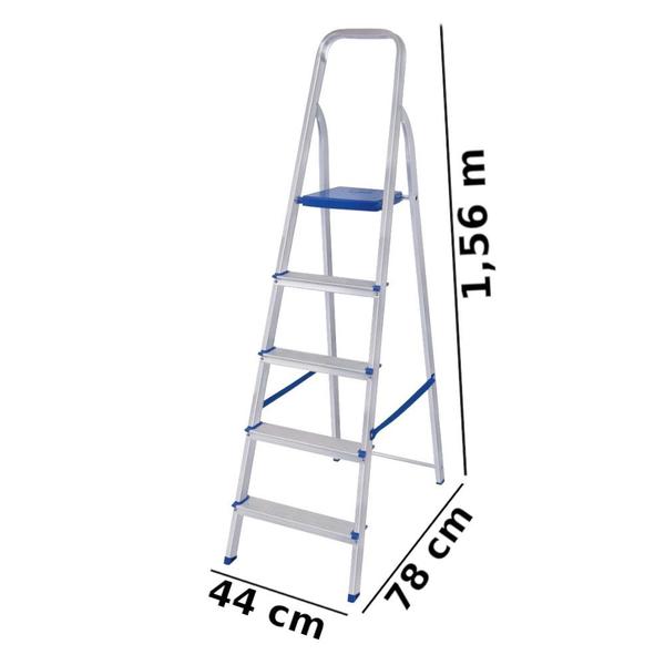 Imagem de Escada Aluminio 5 Degraus com Fita de Seguranca  Mor 