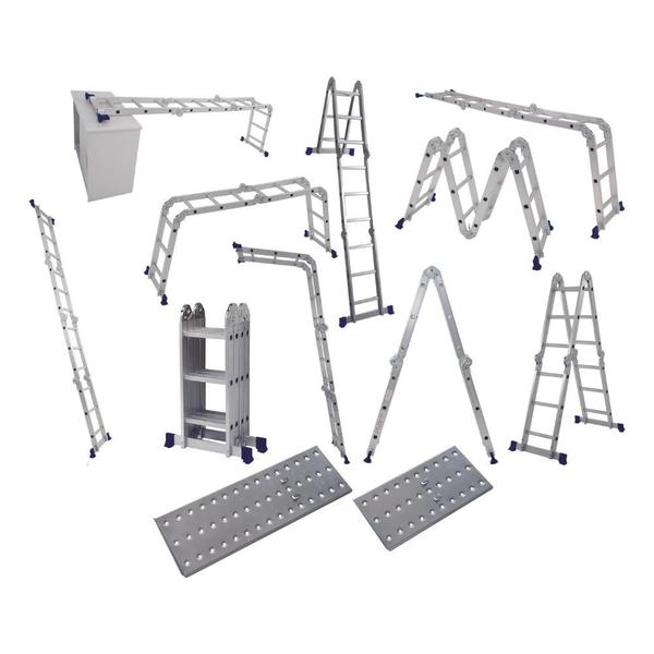Imagem de Escada Articulada 4x3 com Plataforma em Alumínio Mor