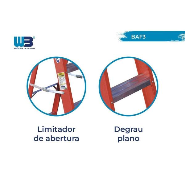 Escada Banqueta 60cm Fibra de Vidro com 2 Degraus e 1 Patamar WBertolo Imagem de Escada Banqueta 60cm Fibra de Vidro com 2 Degraus e 1 Patamar WBertolo