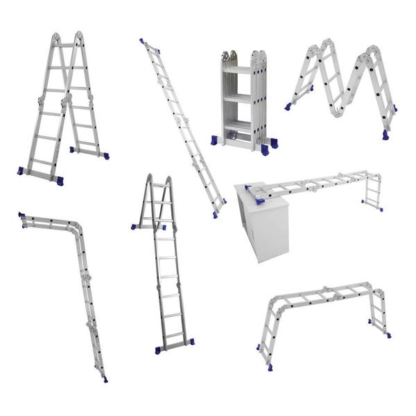 Imagem de Escada de Alumínio Multifuncional 4x3 com Plataforma 5221 MOR