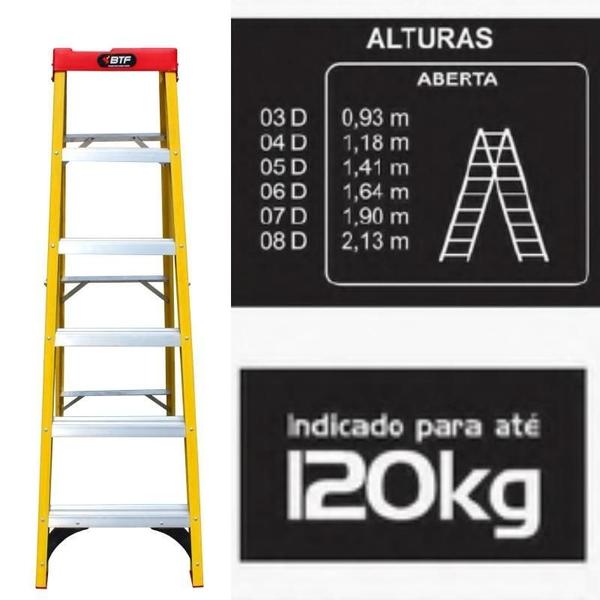 Imagem de Escada De Fibra Tesoura Prática 5 Degraus Btf Efp5909