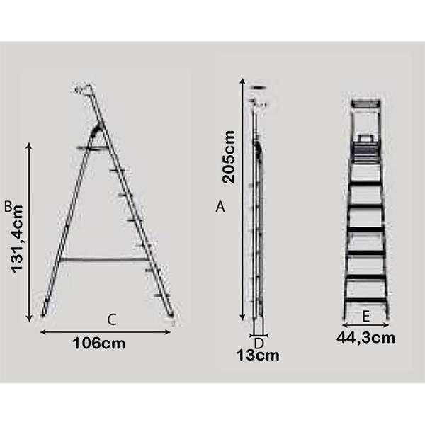 Imagem de Escada Dobravel 6 Degraus Confort em Aluminio Alumasa