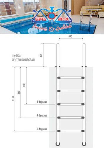 Imagem de Escada Libra Inox Para Piscina Com 3 Degraus Diâmetro 1 1/2