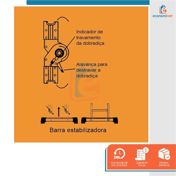 Imagem de Escada Multifuncional com Plataforma 4x4 Alumínio 16 Degraus 150Kg 4,65m