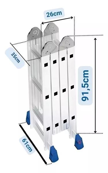 Imagem de Escada Multiuso 13 em 1 Articulada 3x4 - 12 Degraus MOR