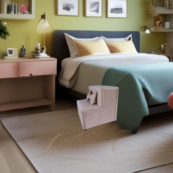 Escada Pet Cães/Gatos 2 Degraus Para Cama E Sofá Veludo Rosa - Profissional Decor Imagem de Escada Pet Cães/Gatos 2 Degraus Para Cama E Sofá Veludo Rosa
