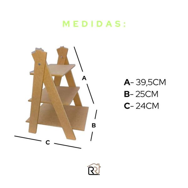 Escada Porta Doces De Mesa Para Festas 3 Andares - Mdf Cru - R&R Décor Imagem de Escada Porta Doces De Mesa Para Festas 3 Andares - Mdf Cru