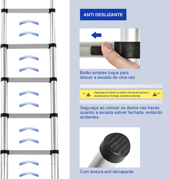 Imagem de Escada Telescópica de Aluminio 13 Degraus 3.8m Zaganza