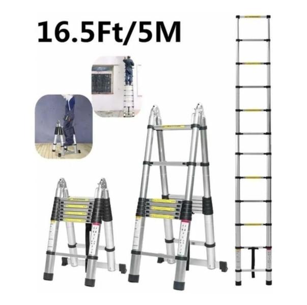 Imagem de Escada Telescópica De Alumínio 5 M - 12 Degraus - Reta