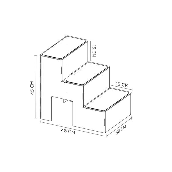 Escadinha MDF Carpete Antiderrapante 3 Degraus - Criptonita Imagem de Escadinha MDF Carpete Antiderrapante 3 Degraus